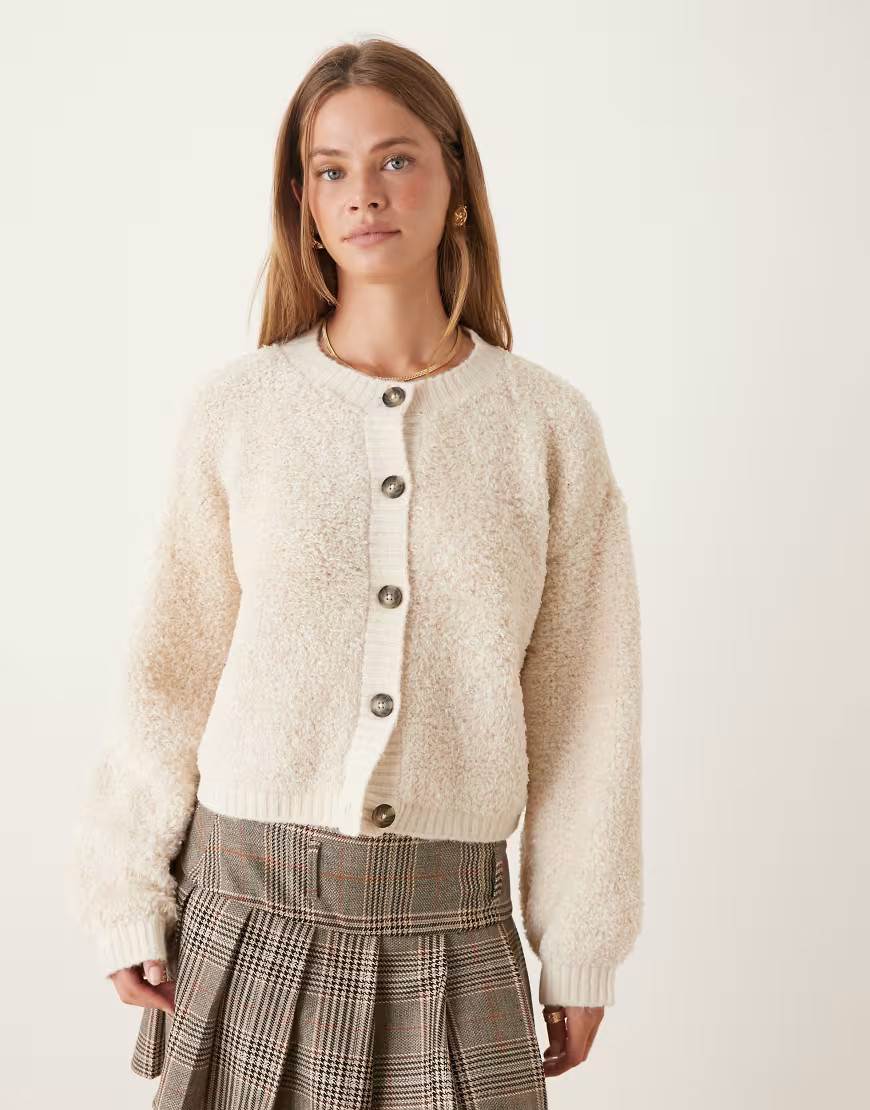 JDY teddy cardigan in white | ASOS (Global)