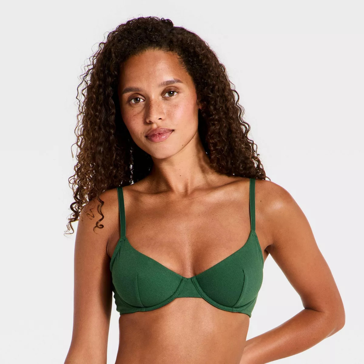 Women's Cotton Blend Ribbed Unlined Demi Bra - Wild Fable™ Green 36C | Target