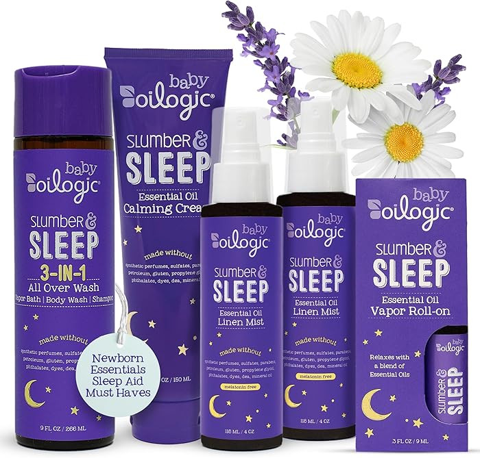 Oilogic Slumber & Sleep Bath Baby Essentials Gift Set - Includes All Over Wash, Calming Cream, Sl... | Amazon (US)