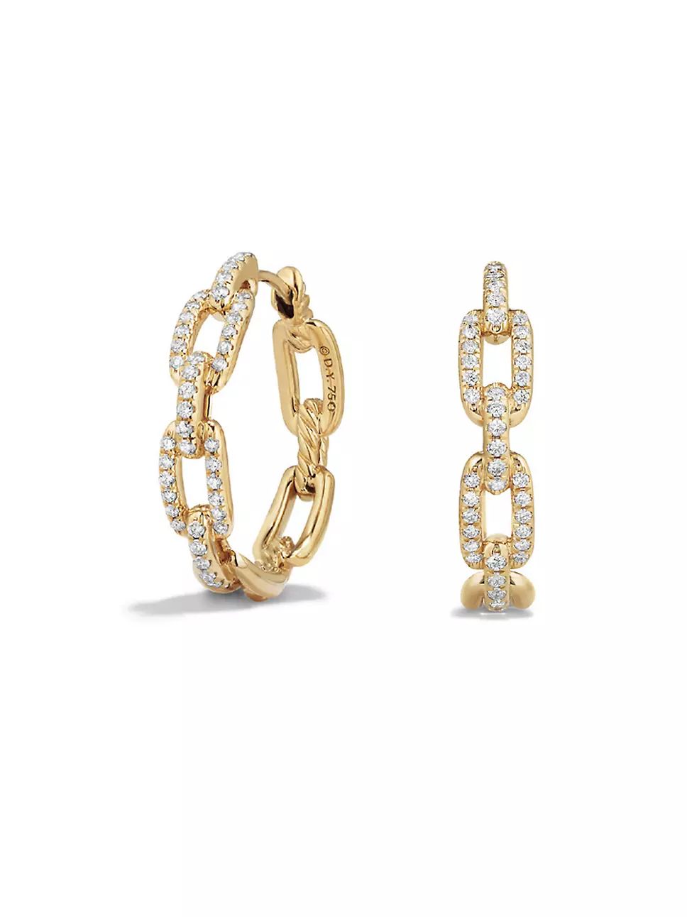 Stax Medium Chain Link Hoop Earrings with Diamonds in 18K Gold | Saks Fifth Avenue