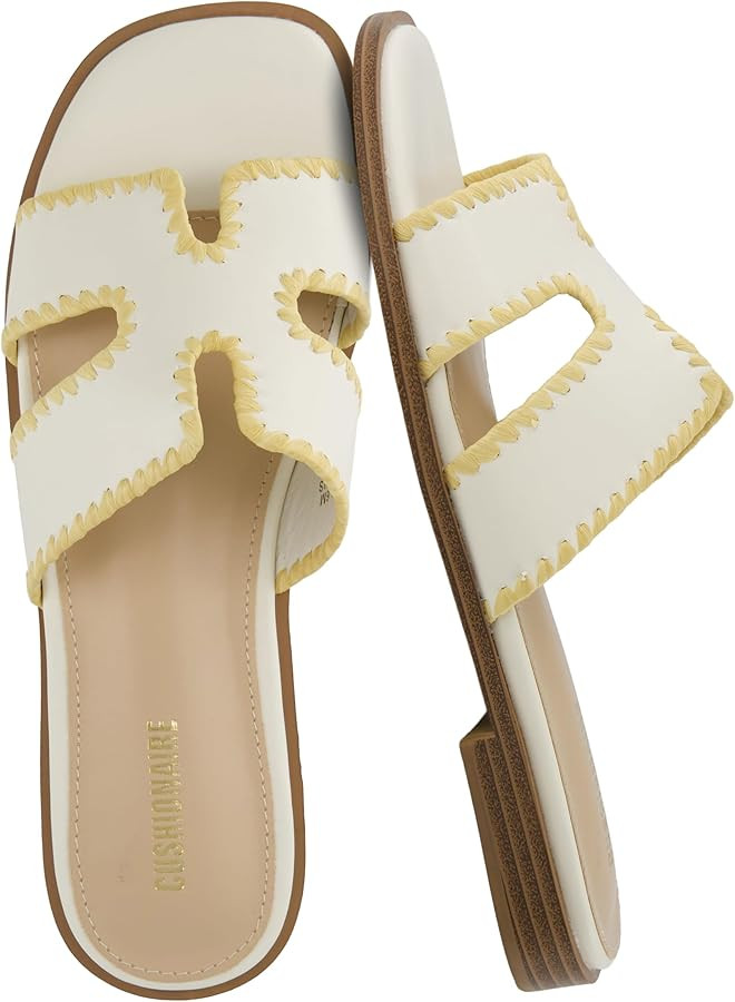 CUSHIONAIRE Voyage Cutout Strap Slides for Women, Slip On Summer Flats, Trendy Footwear, Memory F... | Amazon (US)