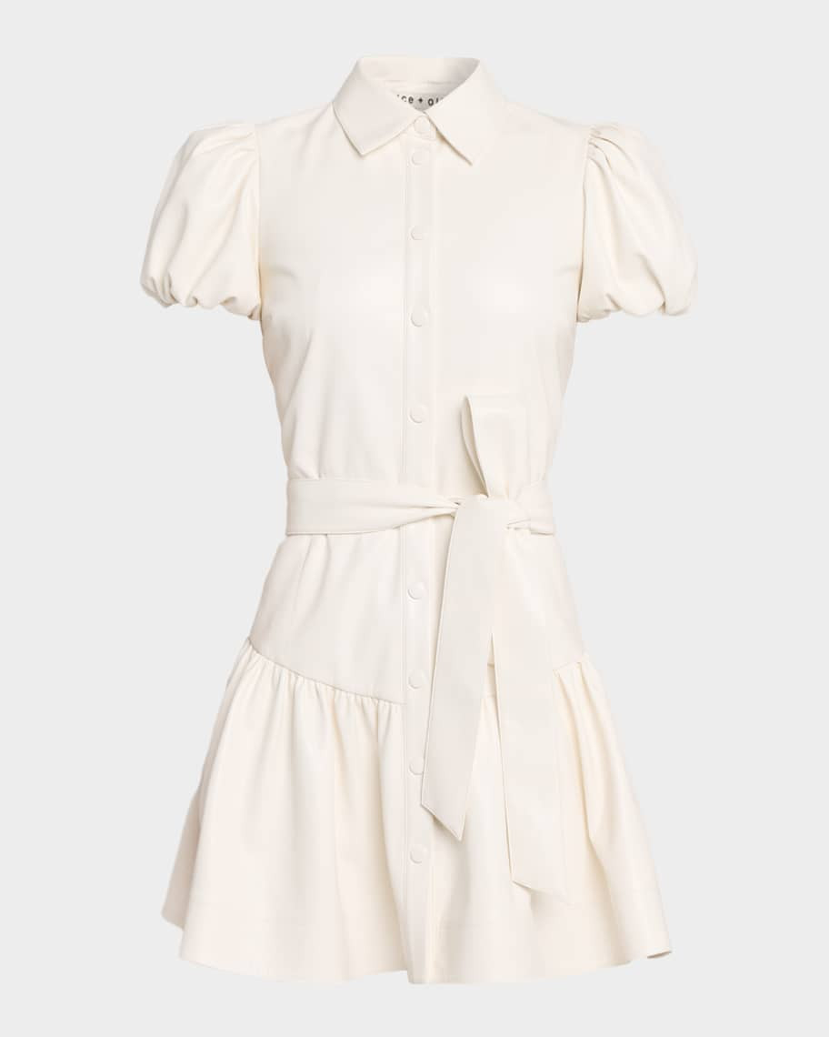 ALICE + OLIVIA Henrietta Vegan Leather Mini Dress | Neiman Marcus