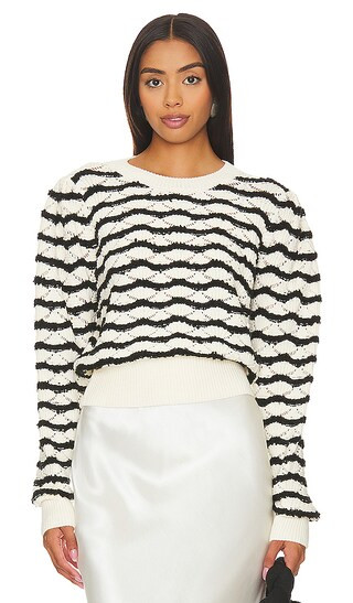 Jaylani Sweater in Cream & Black | Revolve Clothing (Global)