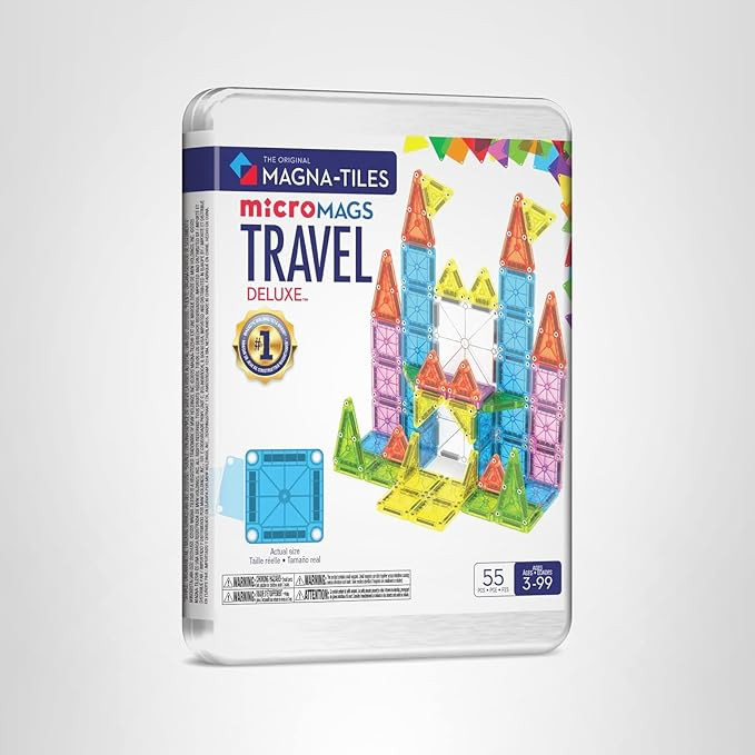MAGNA-TILES microMAGS Travel Set Deluxe 55-Piece Magnetic Construction Set, The Original Magnetic... | Amazon (US)