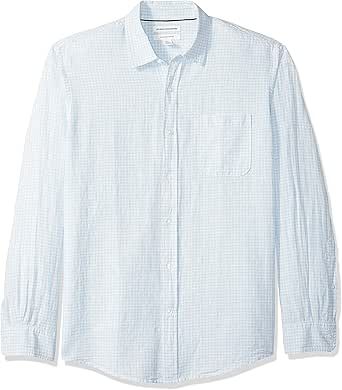 Amazon Essentials Men's Regular-fit Long-Sleeve Pattern Linen Shirt | Amazon (UK)