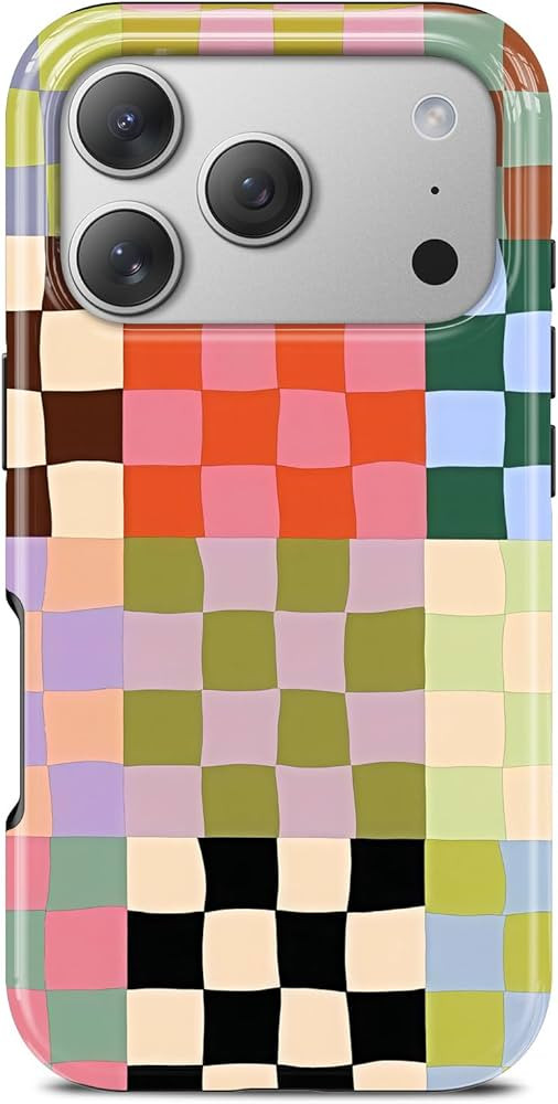 Colorful Checkered Phone Case for iPhone 17 Pro Max, Compatible with Magsafe, Trendy Cute Gingham... | Amazon (US)