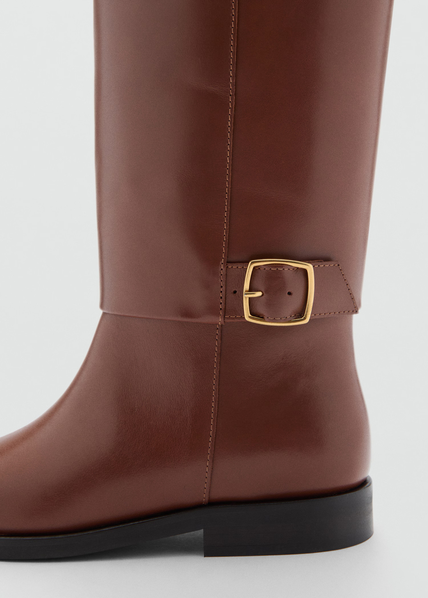 Leather boots with decorative buckle - Women | MANGO USA | MANGO (US)