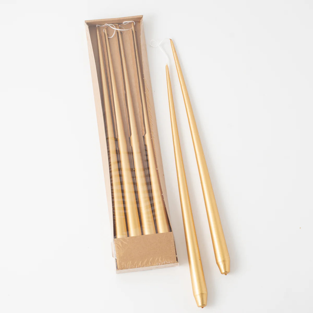 Hand-Dipped Skinny Taper Luxury Wax Candle  - Matte Gold | Darby Creek Trading