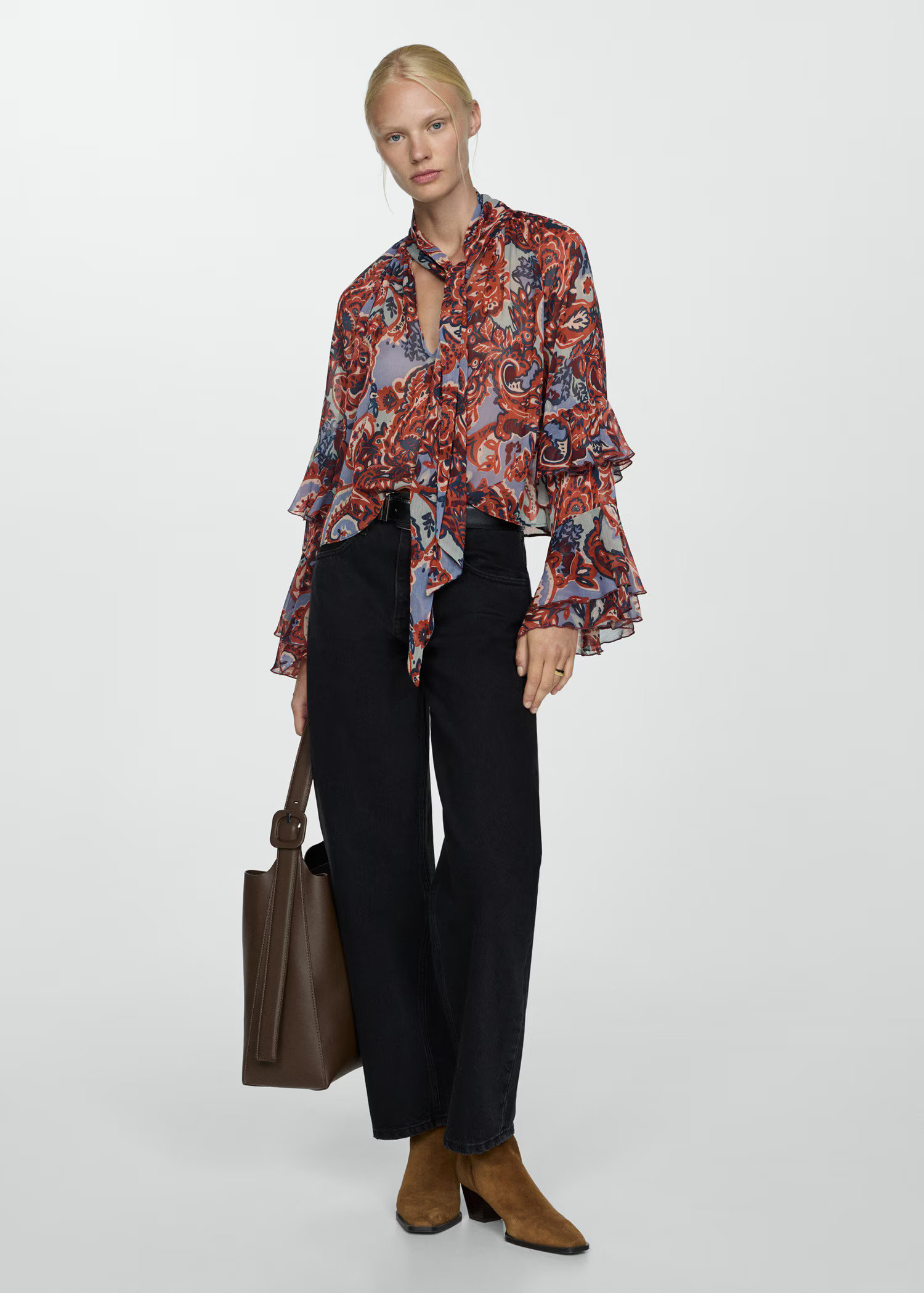 Ruffled paisley print blouse | MANGO (US)