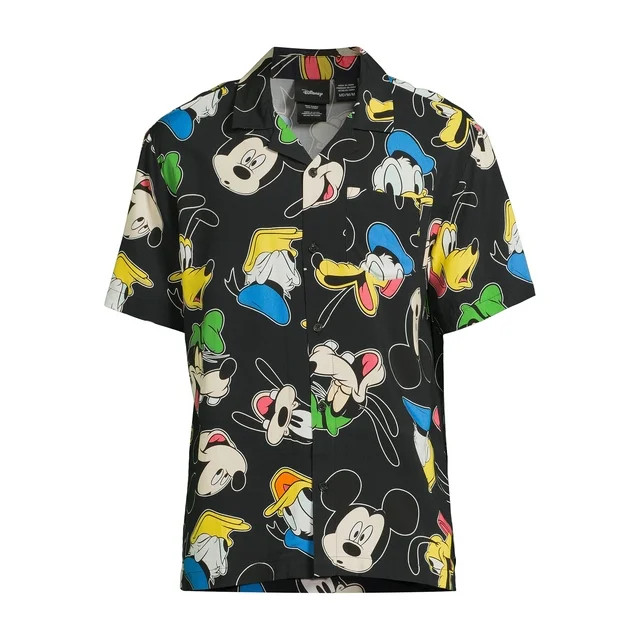 Disney Men’s and Big Men’s Mickey Mouse Friends Graphic Button Up Shirt with Short Sleeves, S... | Walmart (US)