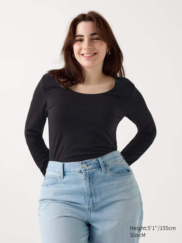 T-Shirt Col U HEATTECH Coton Extra Chaud | Uniqlo FR