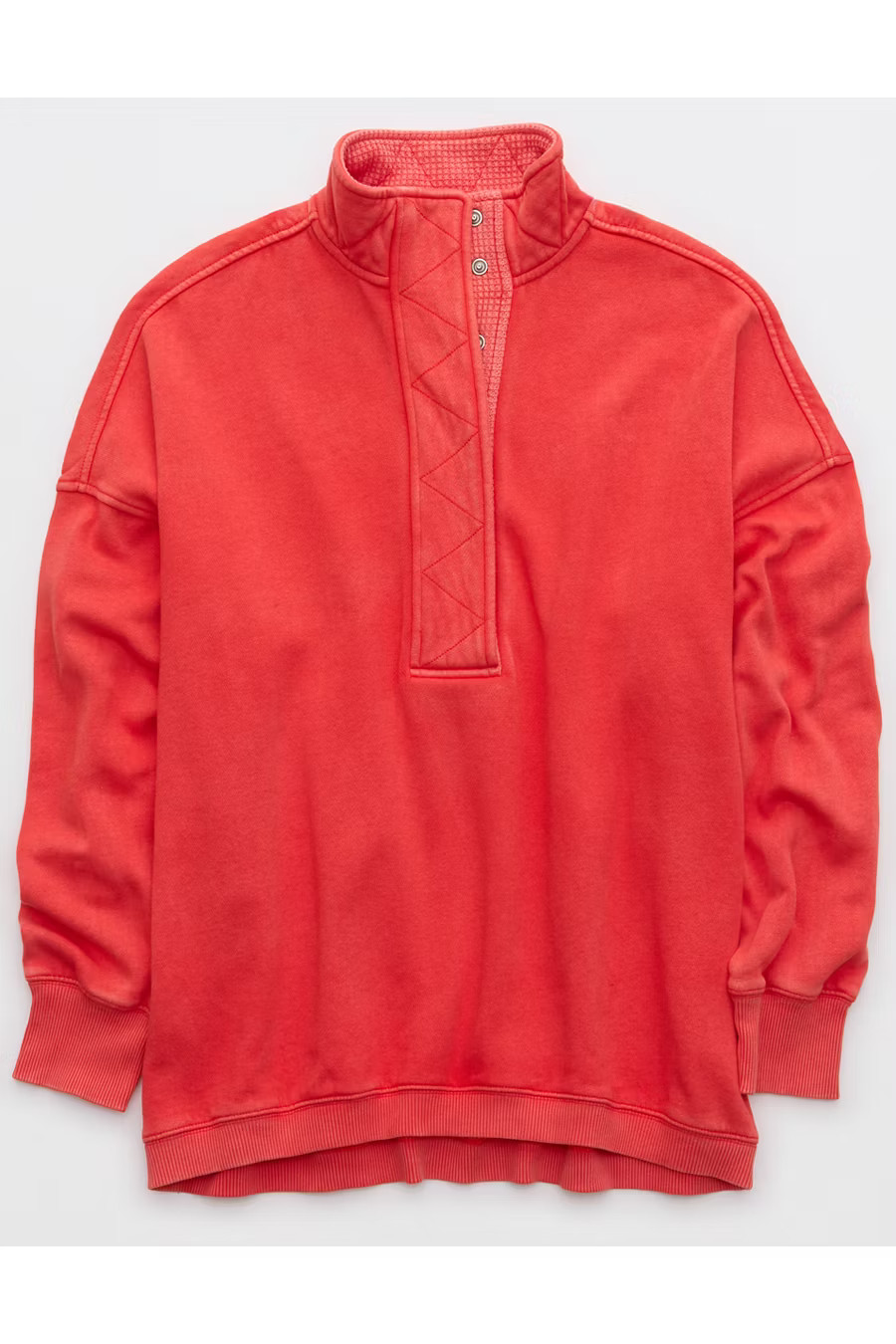 Aerie Getaway Quarter Snap Sweatshirt Women's Bright Red XXS | American Eagle Outfitters (US & CA)