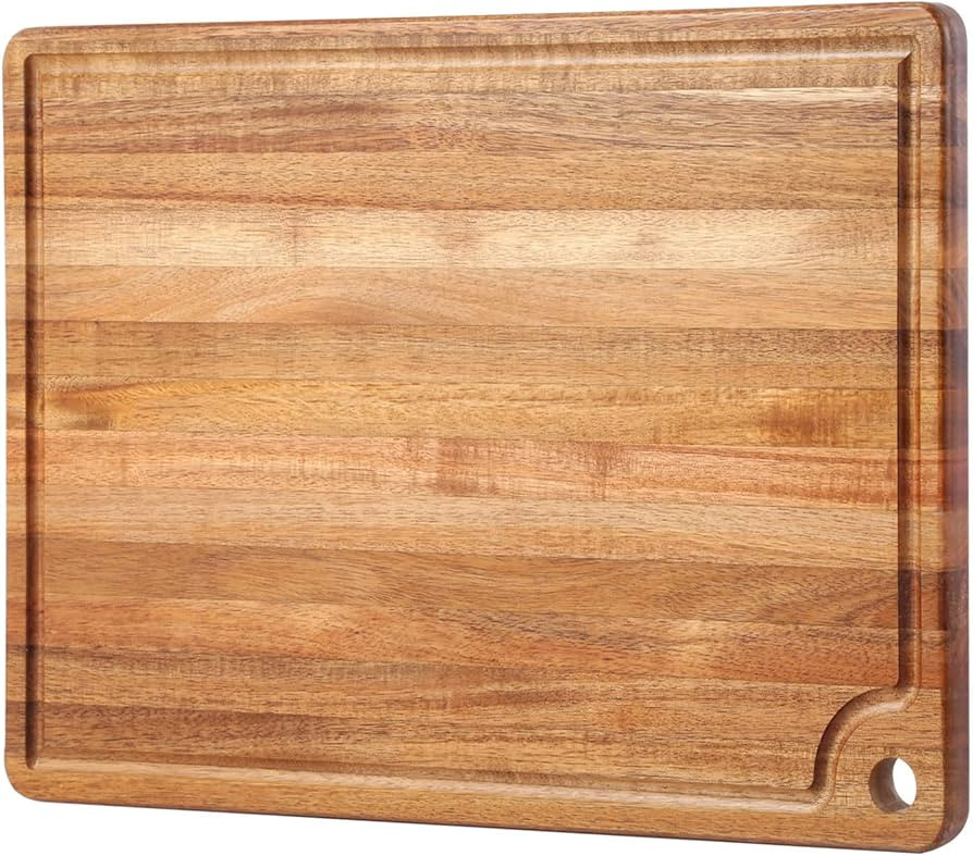 Large Acacia Wood Cutting Board for Kitchen - Caperci Better Chopping Board with Juice Groove & H... | Amazon (US)