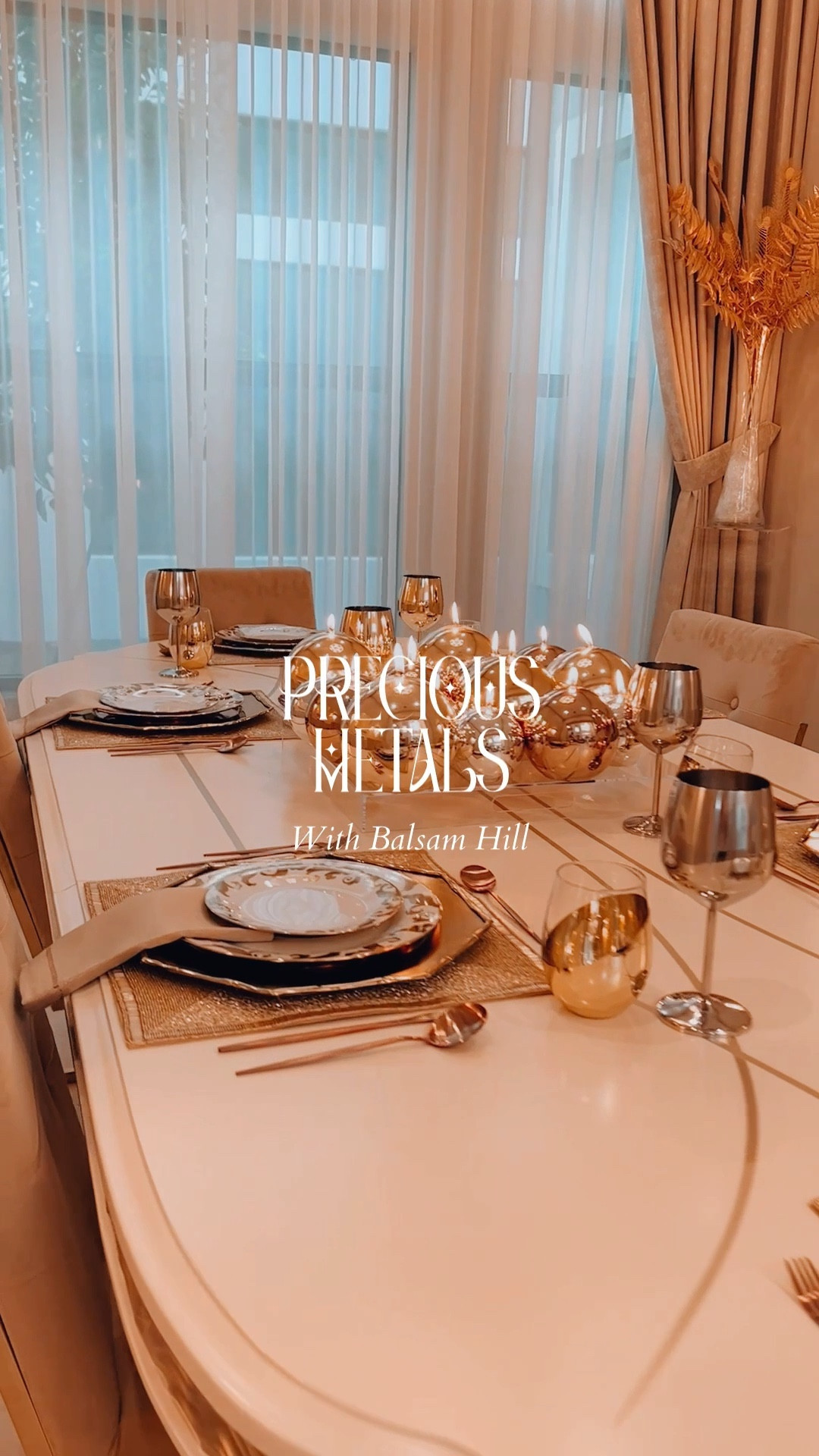 These metal candles are genuinely one of a kind. I created this unique tablescape by playing with metal colors. I alternated silver, gold, and rose gold. I love it so much! I broke the “everything has to match” rule, but I created repetition and symmetry to avoid it being too busy. It’s modern, sparkly, and über-glamorous! 
What do you think of this tablescape? 😉 Are you ready to dare a bit?

#LTKhome