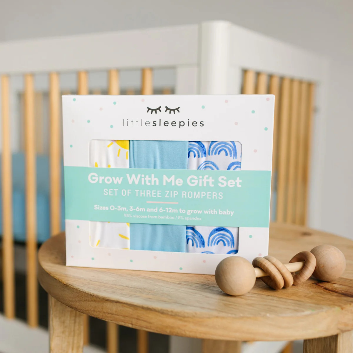 Blue Rainbows, Sky Blue & Sunshine Zippy Grow With Me Gift Box | Little Sleepies