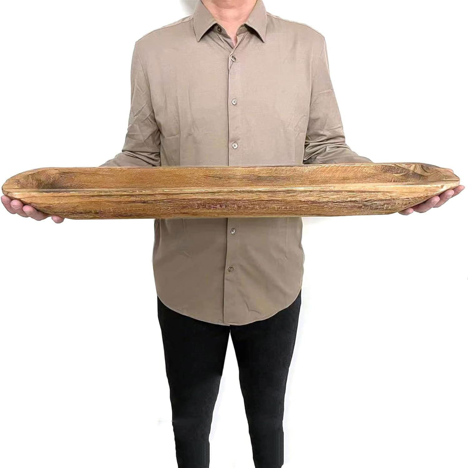 Wooden Dough Bowl Decor, Vintage Wooden Bowl Hand Carved Home Decor for Dining Table Center, Livi... | Amazon (US)