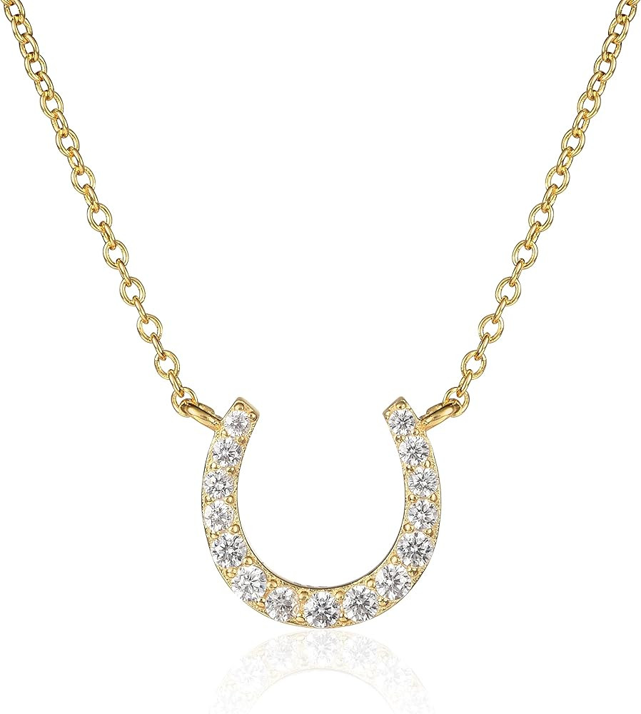 Dainty Horseshoe Necklace in 925 Sterling Silver, Cute Sterling Silver Horseshoe Pendant Necklace... | Amazon (US)