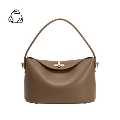 Lana Taupe Recycled Vegan Leather Crossbody Bag | Melie Bianco