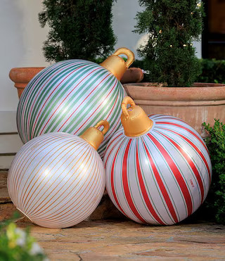 LED Vintage Stripe Inflatable Holiday Ornaments, Set of 3 | Dillard's