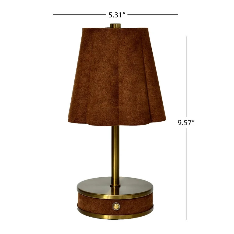 Home Decor Collection Sterling & Noble Home Brown Rounded Pleated Rechargeable Table Lamp | Walmart (US)