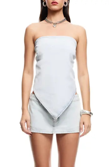 LIONESS New York Strapless Denim Bandana Top in Light Denim at Nordstrom Rack, Size Medium/large | Nordstrom Rack