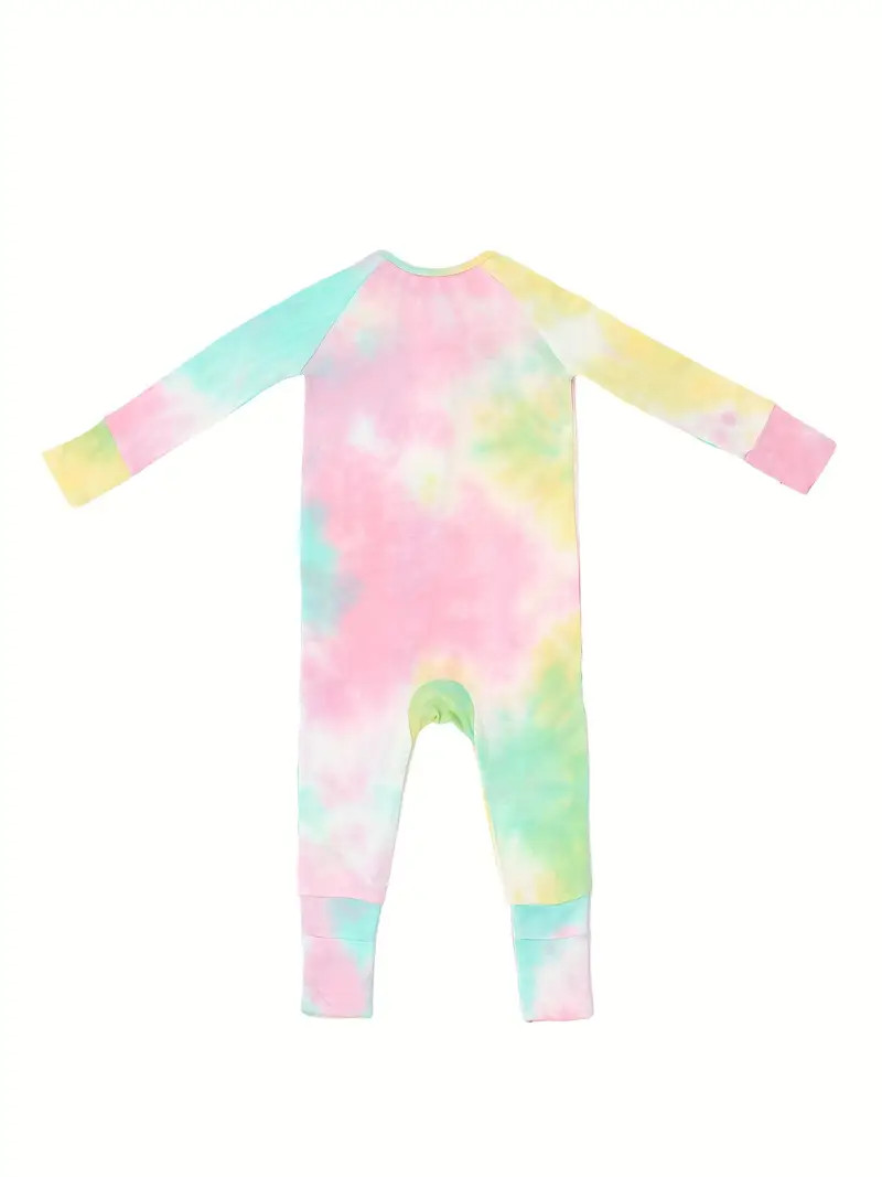 Bamboo Fiber Fabric Tie-dye Zip Up Comfy Jumpsuit With Foldable Foot Cover, Infant Baby Casual Ro... | Temu Affiliate Program
