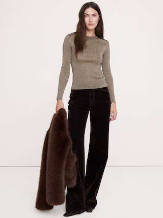 Metallic Shoulder-Epaulet Sweater | Banana Republic (US)