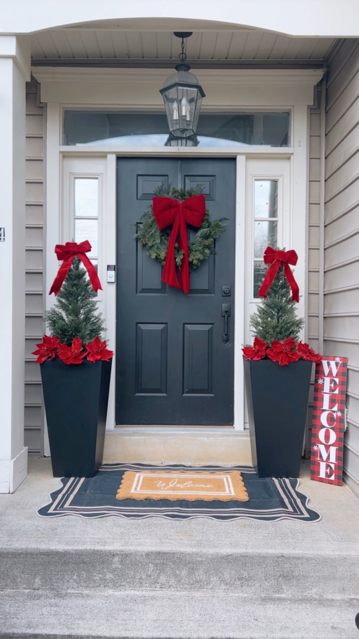 CHRISTMAS FRONT PORCH
#doormat #planters #cedartree #sweater #sneakers #scalloped #christmas2025  #frontporch #walmart #amazon 

#LTKHoliday #LTKFindsUnder50 #LTKSeasonal
