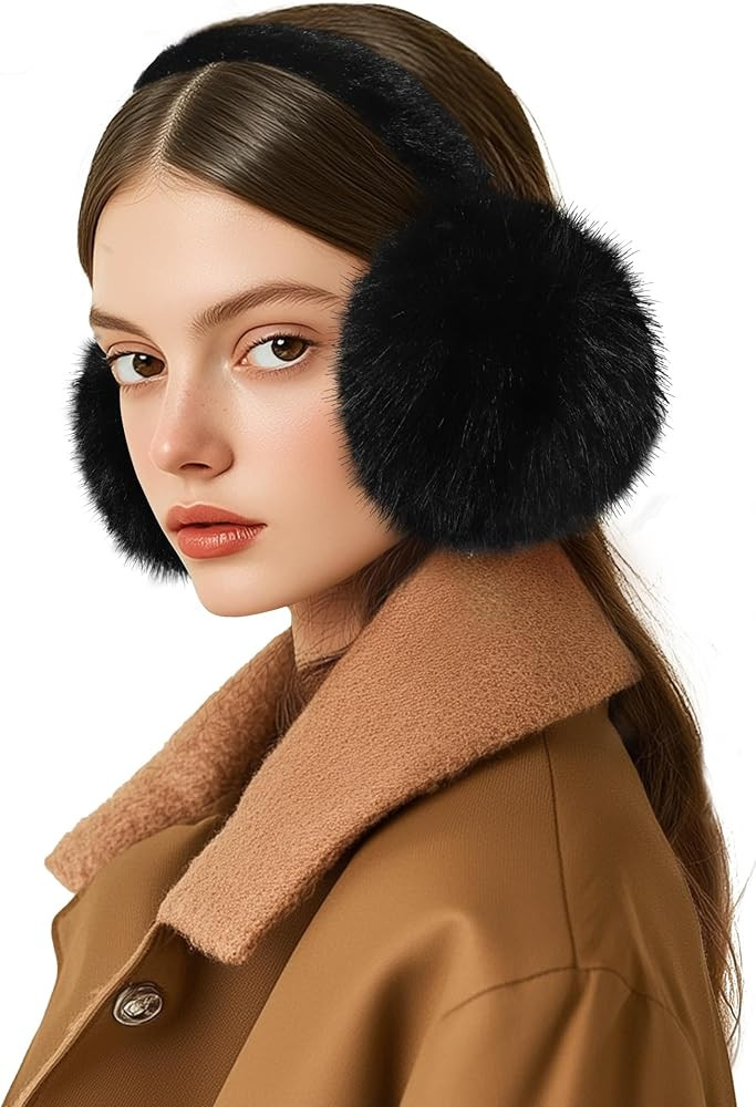 Women Winter Ear Muffs Foldable Ear Warmers Ultra Soft Fluffy Faux Fur Earmuffs for Travel Skiing... | Amazon (US)