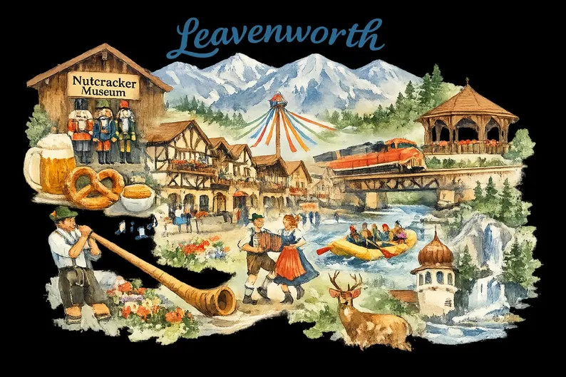 Leavenworth Watercolor PNG | Bavarian Village Travel Sublimation Design (Digital Download) | Etsy (Global)