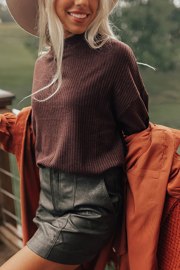 Singing Along Ribbed Top In Chestnut | Impressions Online Boutique