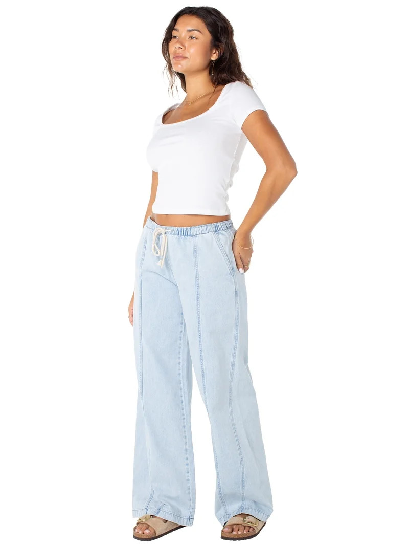 Celebrity Pink Women's and Women's Plus Drapey Wide Leg Jeans, Sizes XS-4X | Walmart (US)
