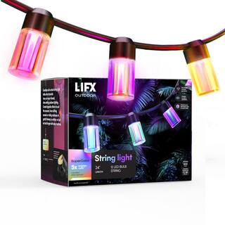 LIFX 12-Light 24 ft. Outdoor Plug-In RGB Integrated LED Smart Wi-Fi String Light, Works with Alex... | The Home Depot
