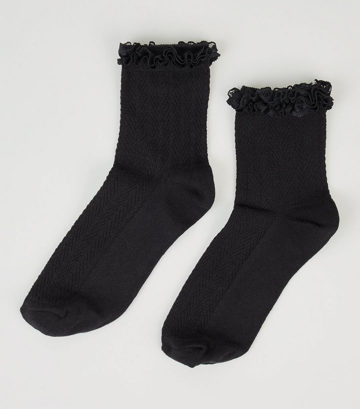 Black Frill Trim Cable Ankle Socks
						
						Add to Saved Items
						Remove from Saved Items | New Look (UK)