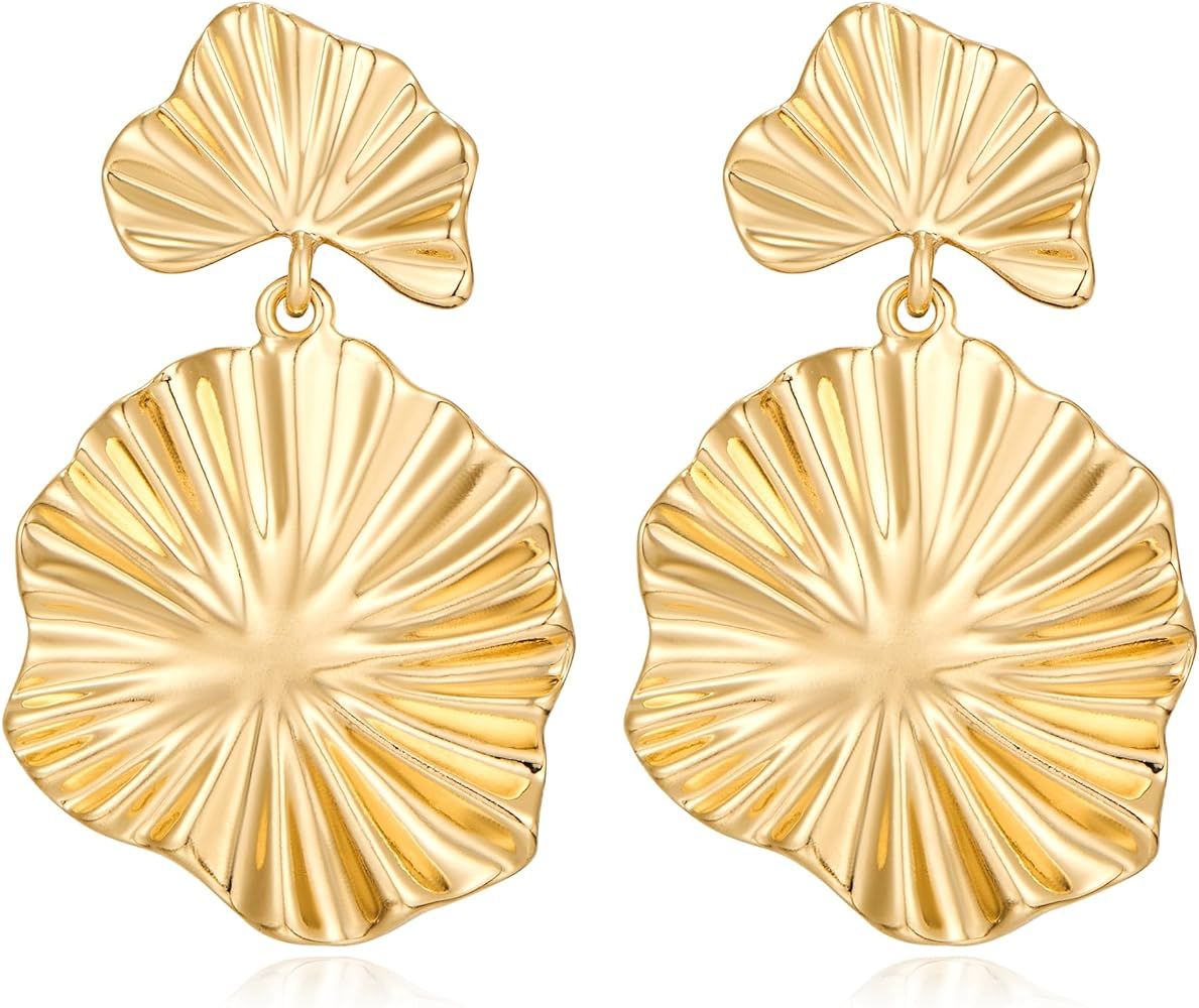 Gold Earrings for Women Teen Fashion Statement Jewelry Gift for Her Ginkgo Leaf Fan-shaped | Amazon (US)
