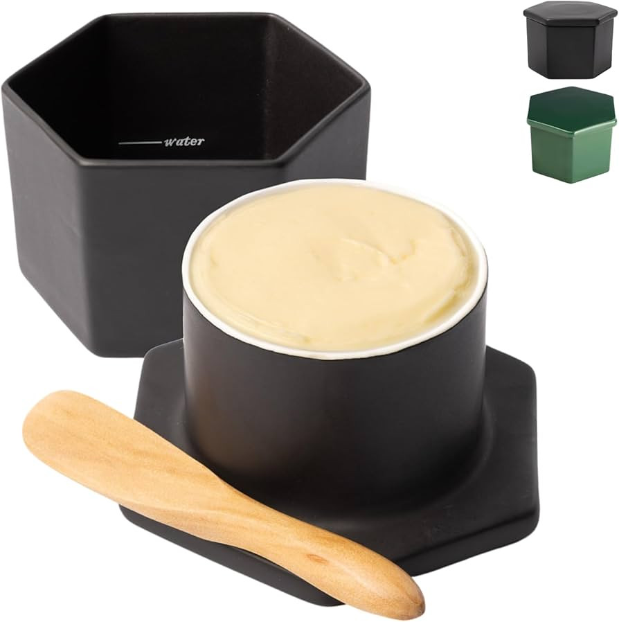French Butter Crock for Counter with Water, Butter Crock with Lid & Wood Spreading, French Butter... | Amazon (US)