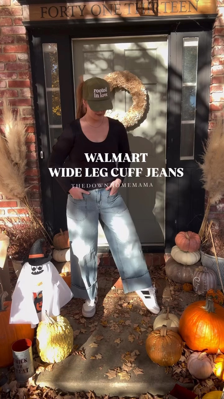 Walmart Wide Leg Cuff jeans 🤩👏

#LTKSeasonal #LTKVideo #LTKFindsUnder50