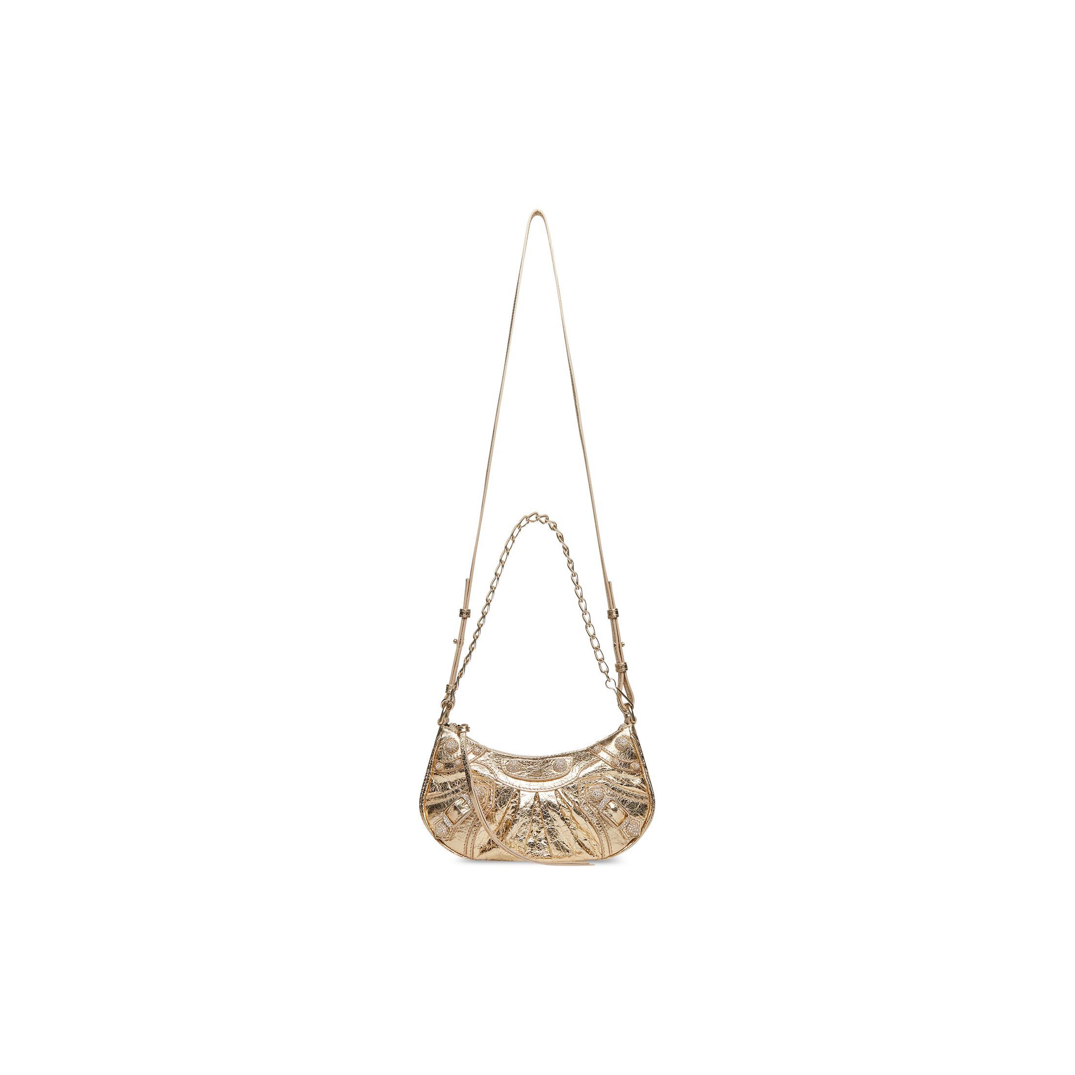 Le Cagole Mini Bag With Chain in light gold metallized Arena lambskin, semi-shiny gold hardware w... | Balenciaga