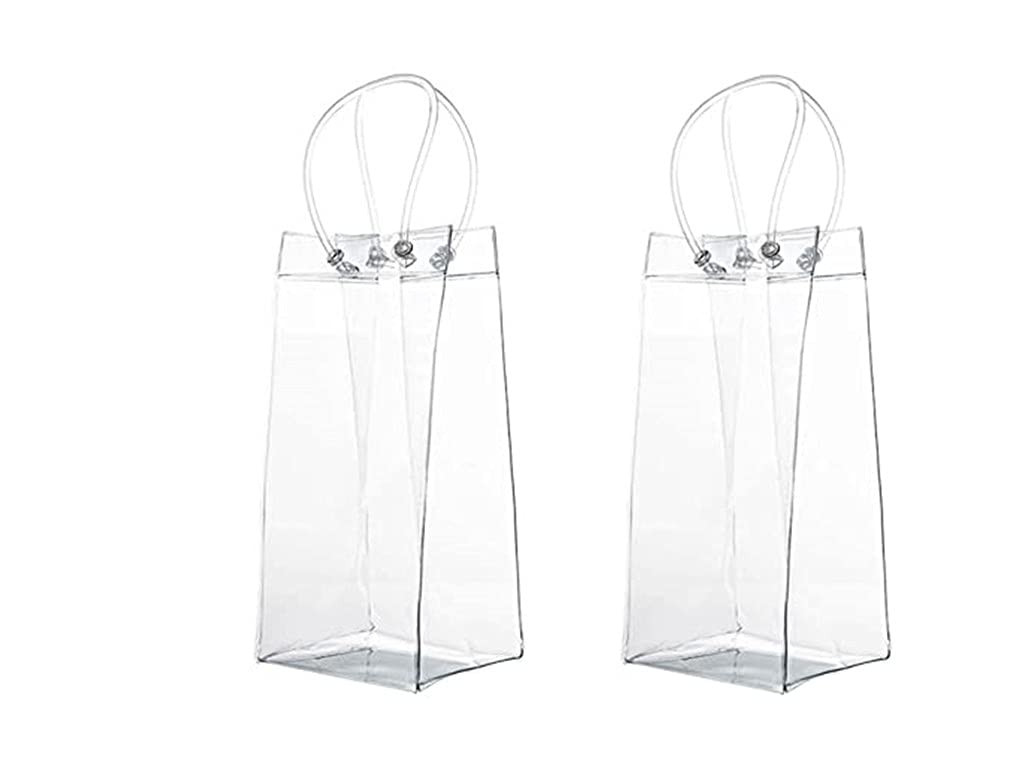 2Pack Wine Ice Bags, Portable Collapsible Clear Wine Cooler Bag PVC Wine Pouch Bags with Handle f... | Amazon (US)