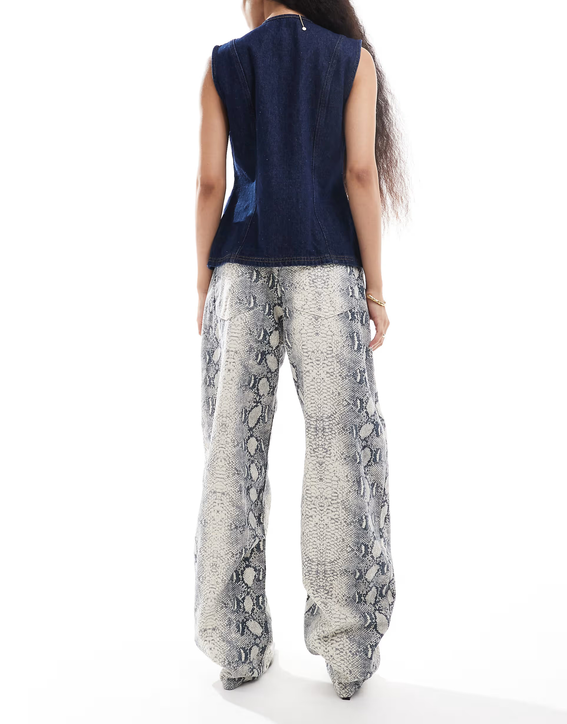 Bershka Petite balloon jeans in snakeskin print | ASOS (Global)
