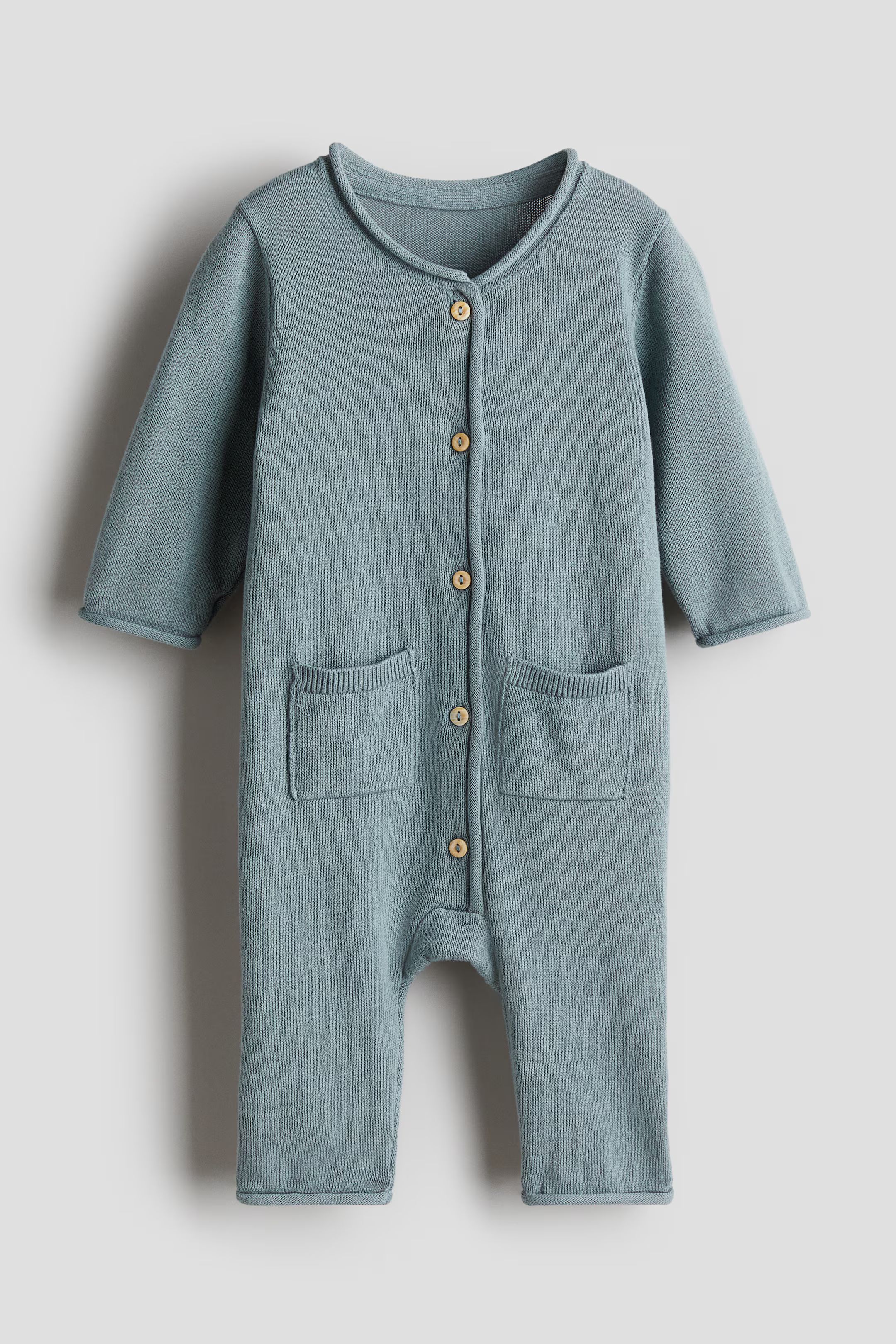 Feinstrick-Strampler aus Baumwolle - Rundausschnitt - Langarm - Türkis - Kids | H&M AT | H&M (DE, AT, CH, NL, FI)