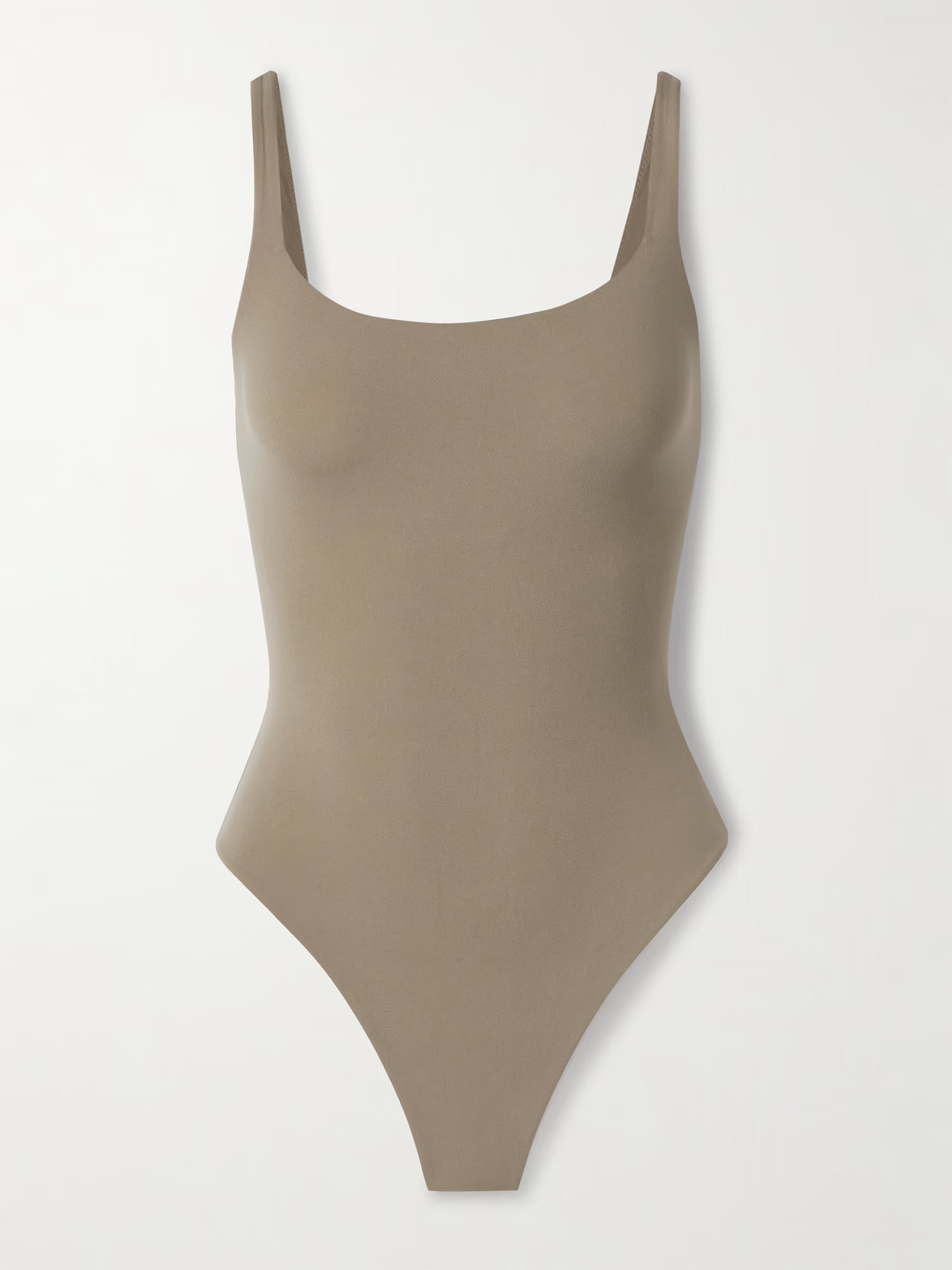 SKIMS - Fits Everybody Square Neck Bodysuit - Truffle | NET-A-PORTER (US)