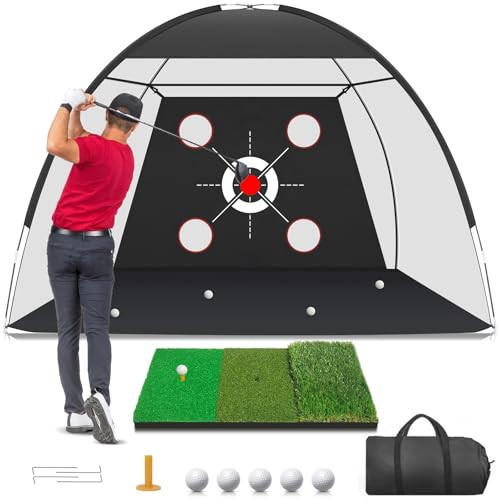 Zensouds Golf Net, 10x7FT with Golf Practice Mat, Hitting Aid Nets for Backyard Driving Chipping Training Swing with Targets Outdoor or Indoor– Gifts for Men/Dad/Him | Amazon (US)