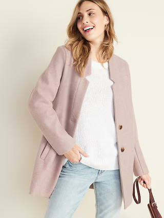 Soft-Brushed Button-Front Coat for Women | Old Navy (US)