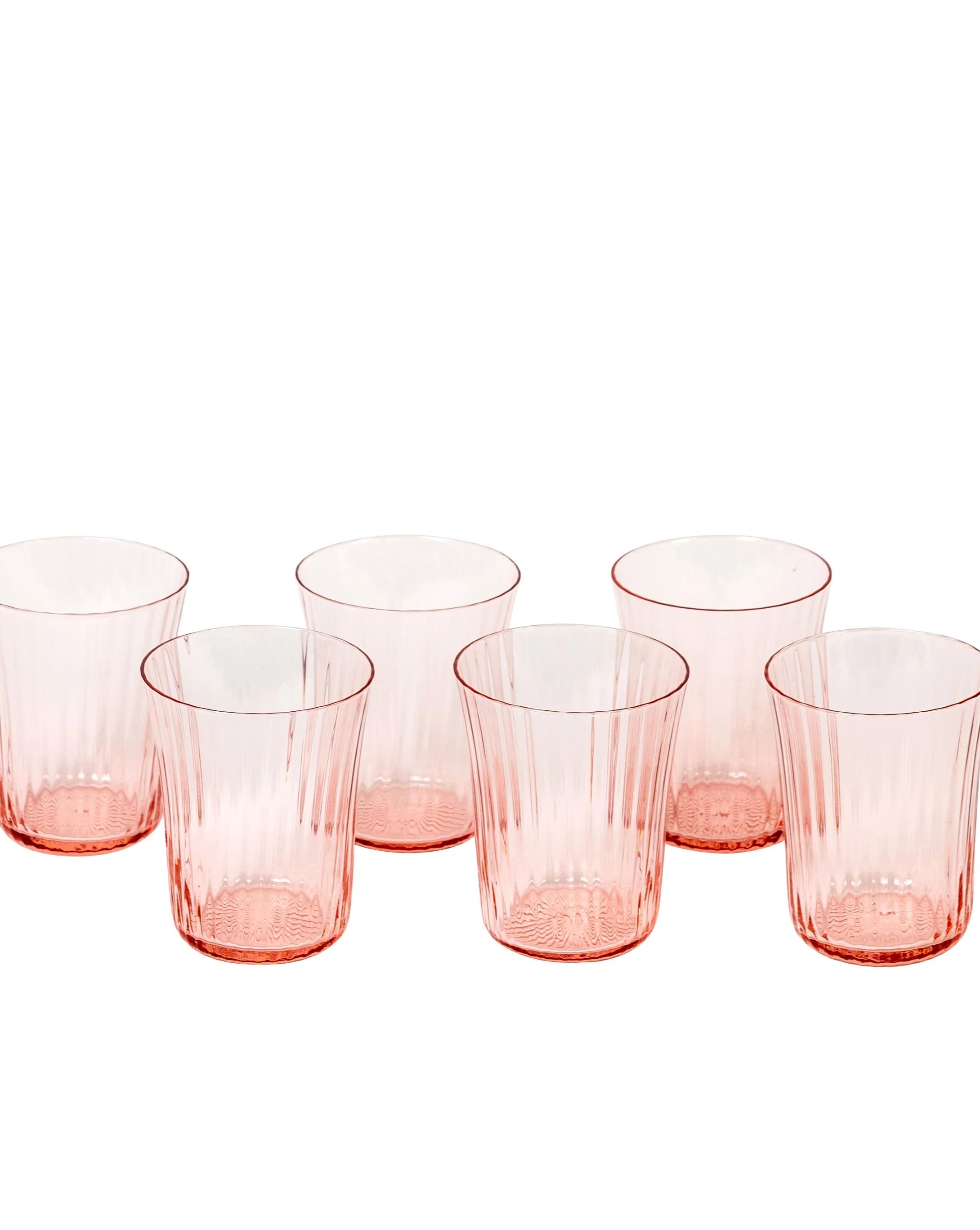 Handmade Blush pink glasses, Set of 6 | Sharland England