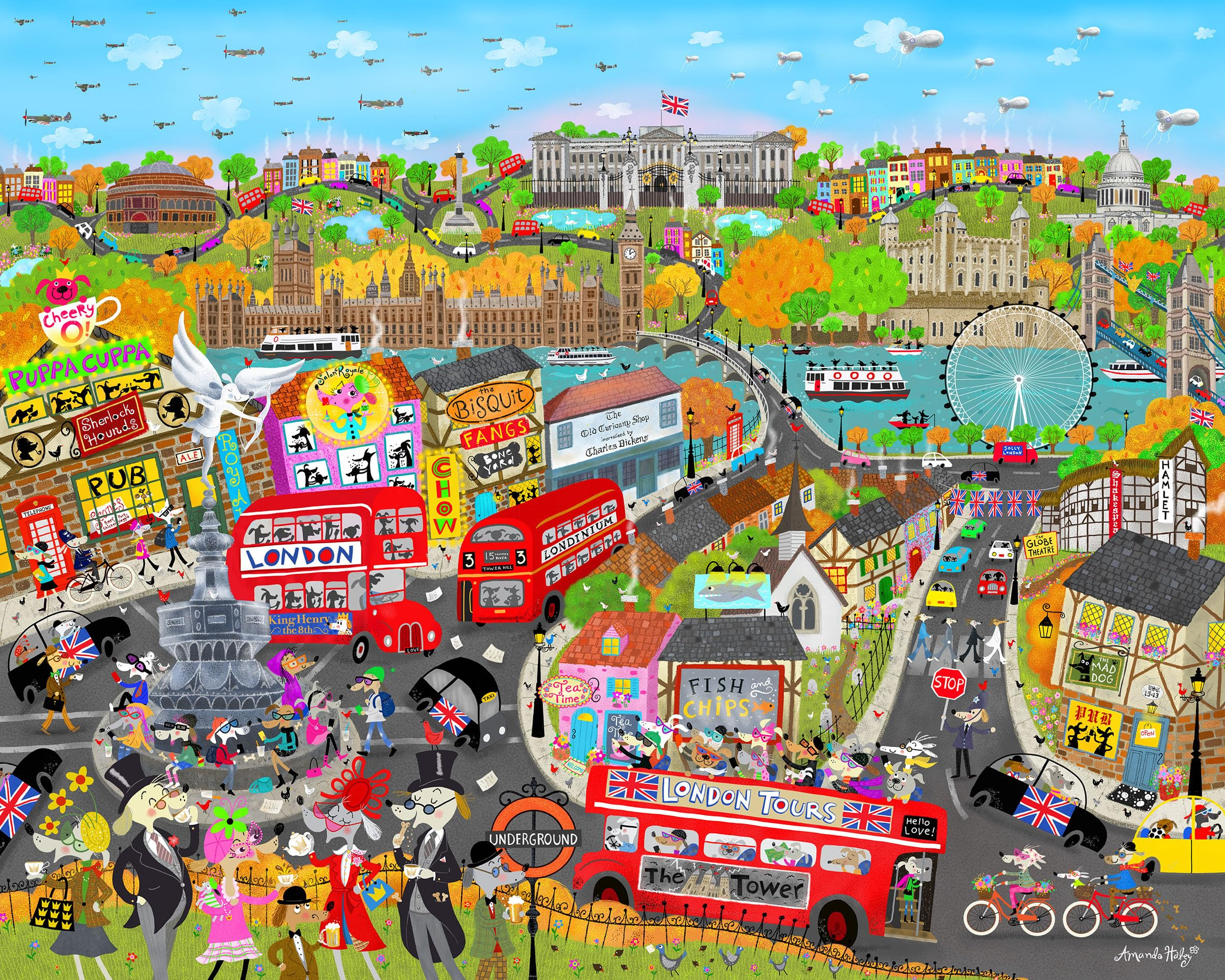 Ceaco - London Dogs - 1000 Larger Sized Piece Jigsaw Puzzle | Amazon (US)