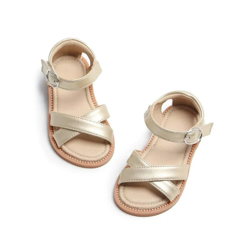 Girl’s Open Toe Flat Sandals Summer Casual Sandals (Toddler/Little Girl) | Walmart (US)