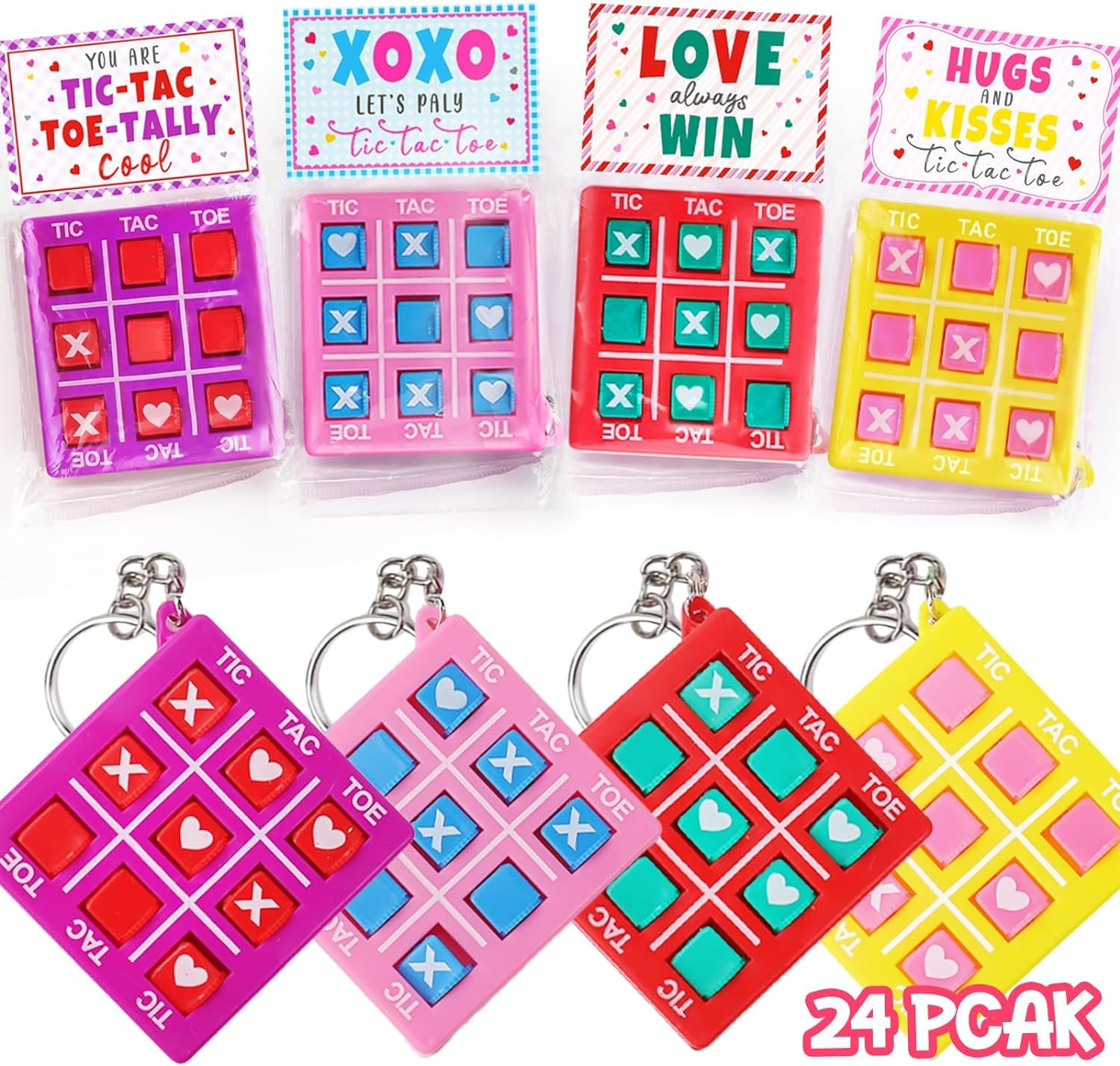 ORIENTAL CHERRY Valentines Day Gifts for Kids - 24 Pack Valentines Cards with Tic Tac Toe Keychai... | Amazon (US)