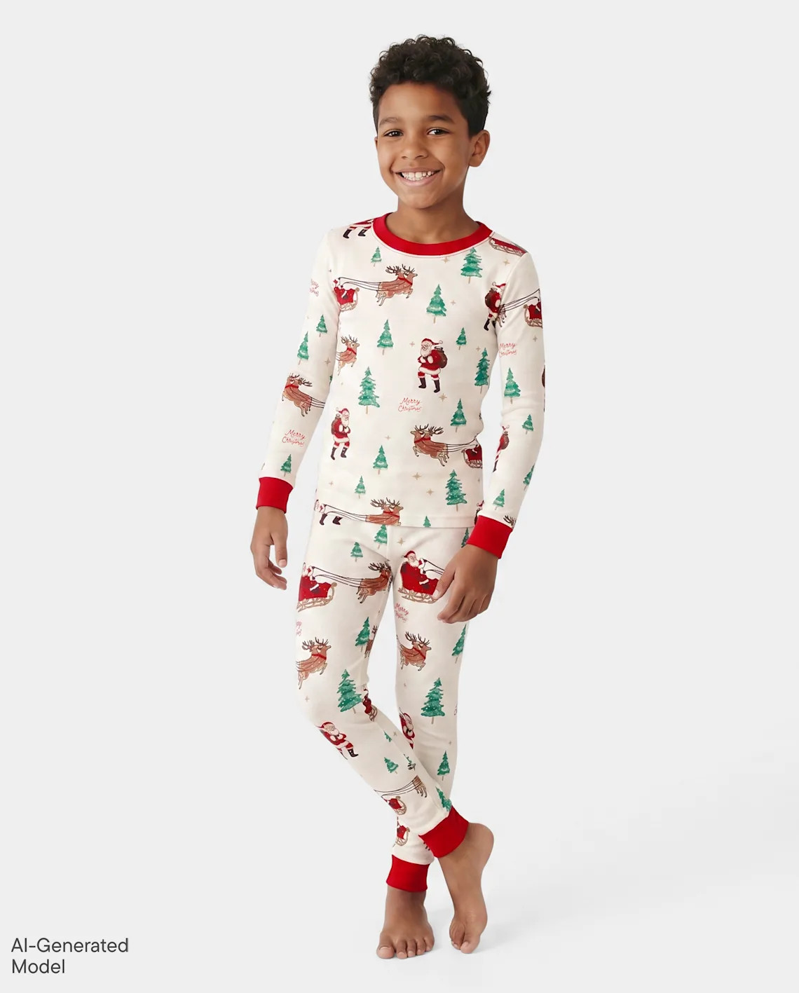 Kids Matching Family Santa Sleigh Snug Fit Cotton Pajamas - white | The Children's Place