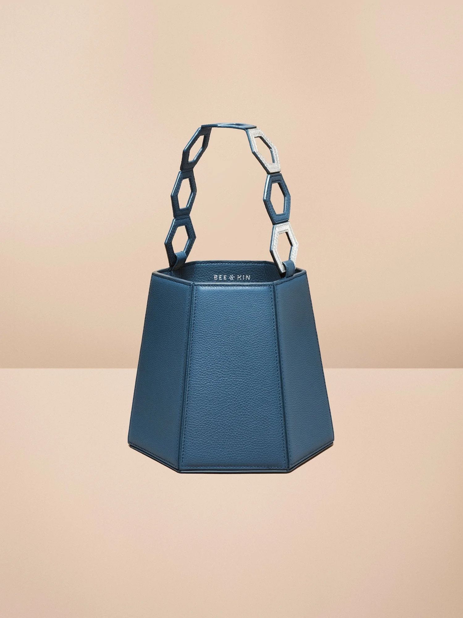 BEE & KIN The Rebel Leather Bucket Bag in Black with Interior LED Light | Bee & Kin